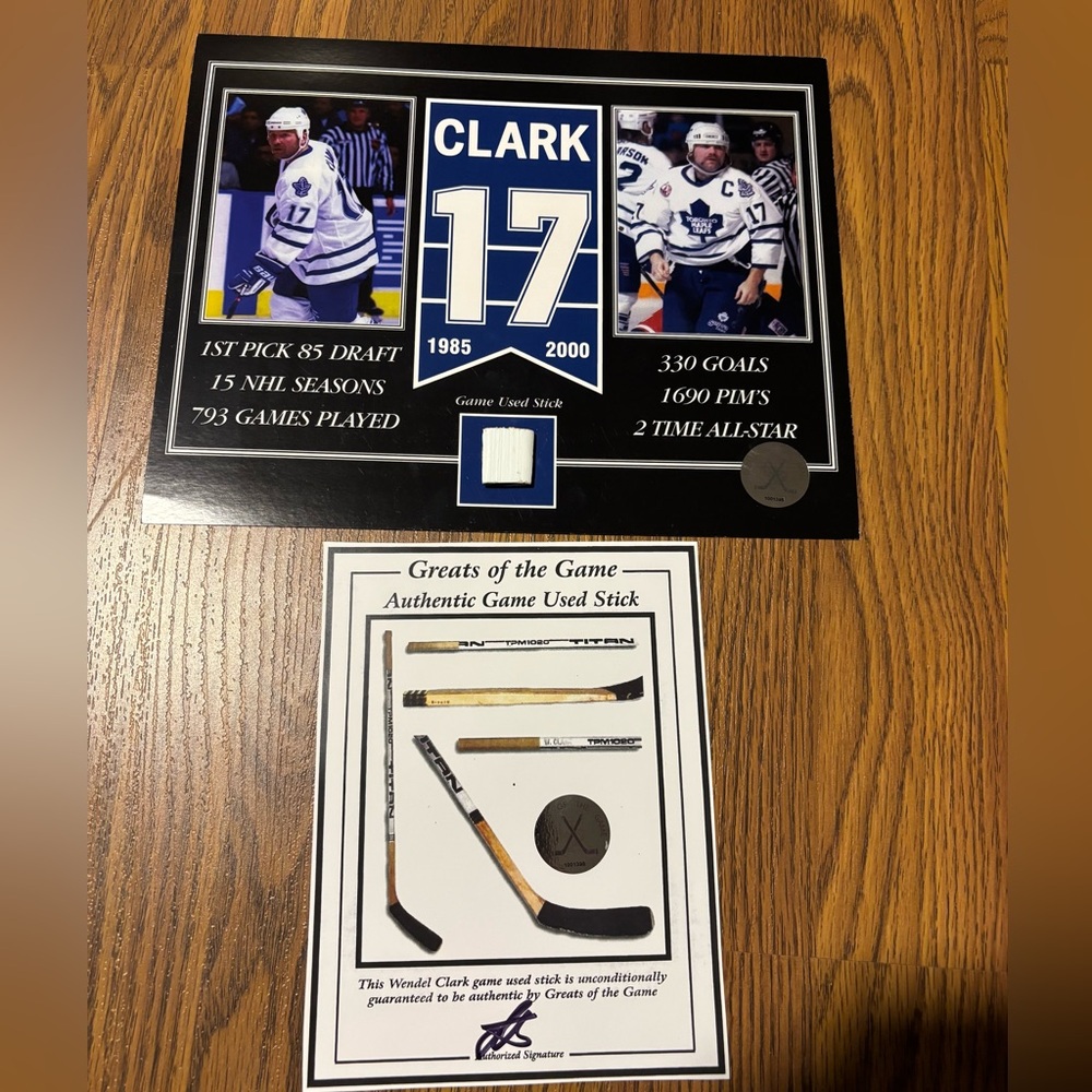 Wendel Clark game used stick piece photo